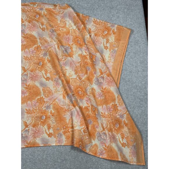 Ganesh Himal Trading Co Womens Silk Blend Orange Floral Pullover Poncho - Picture 5 of 6